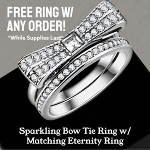 🌟Sparkling Bow Tie Ring w/ Matching Eternity Ring 🌟